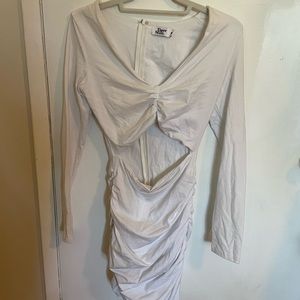 tiger mist white ruffled cutout dress